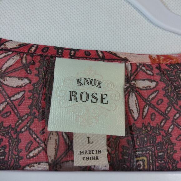 Knox Rose Boho Peasant Sheer Bell Sleeve Blouse Top Size L - Picture 6 of 8
